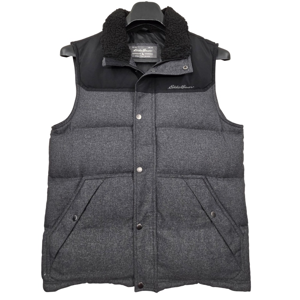 Eddie Bauer‎ CirrusLite Down Puffer Vest Gray Black Mens Medium